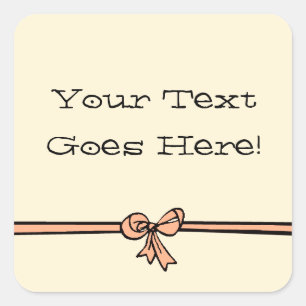 Peach Ribbon & Bow-Personalise it! Square Sticker