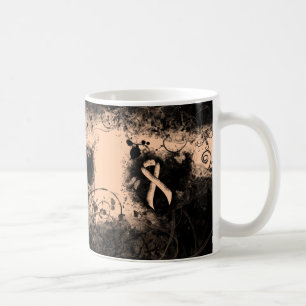 Peach Ribbon Grunge Heart Coffee Mug
