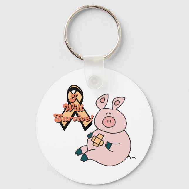 peach ribbon pig key ring (Front)