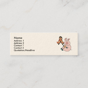 peach ribbon pig, Name, Address 1, Address 2, C... Mini Business Card