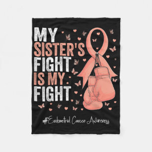 Peach Ribbon Sister Endometrial Cancer Awareness Fleece Blanket