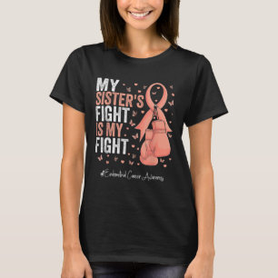 Peach Ribbon Sister Endometrial Cancer Awareness T-Shirt