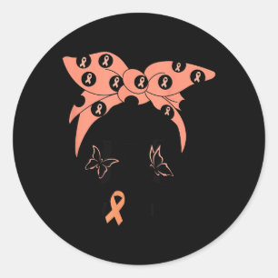 Peach Ribbon Uterine Endometrial Cancer Warrior Classic Round Sticker