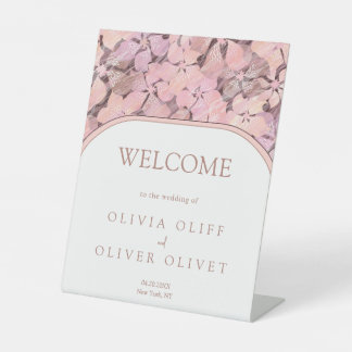 Peach Romance Wedding Welcome Pedestal Sign