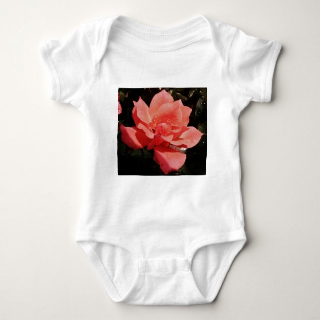 peach rose and dewdrops baby bodysuit (Front)