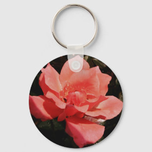 peach rose and dewdrops key ring