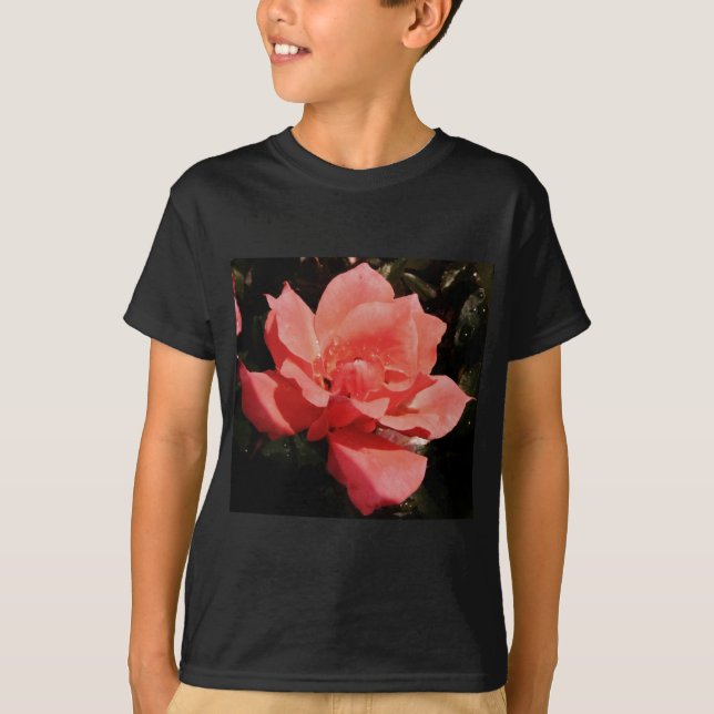 peach rose and dewdrops T-Shirt (Front)