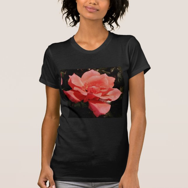 peach rose and dewdrops T-Shirt (Front)