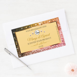 Peach Rose and Gold Glitter Product Labels Logo