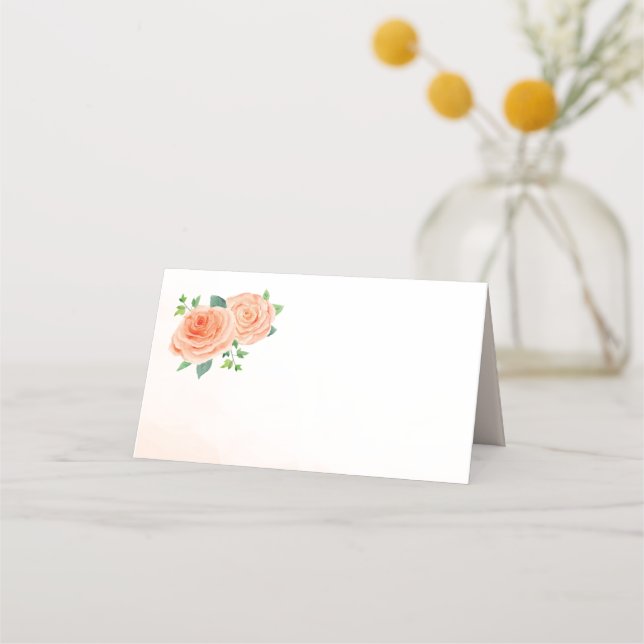 Peach Rose Blank Place Cards (Front)