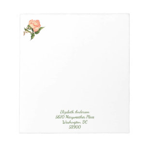 Peach rose botanical watercolor Notepad