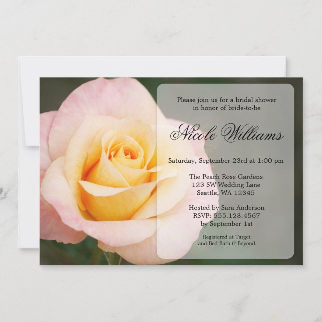Peach Rose Bridal Shower Invitation (Front)