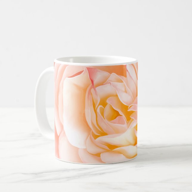 Peach Rose Coffee Mug (Front Left)