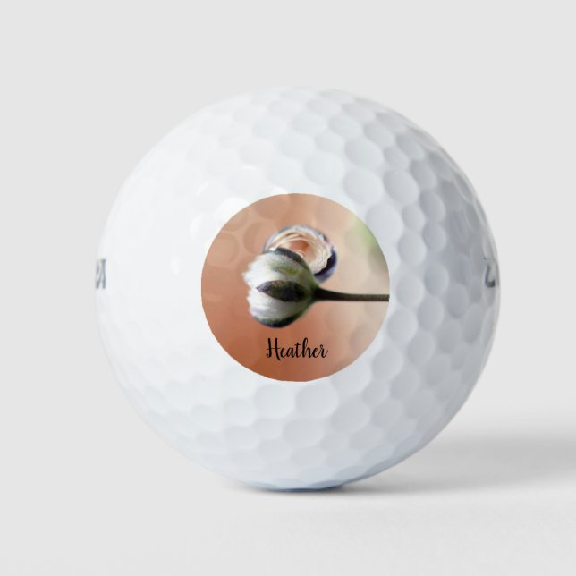 Peach Rose Droplet Personalised Golf Balls (Front)