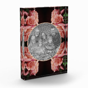 Peach Rose Floral Vintage Add Your Photo Block