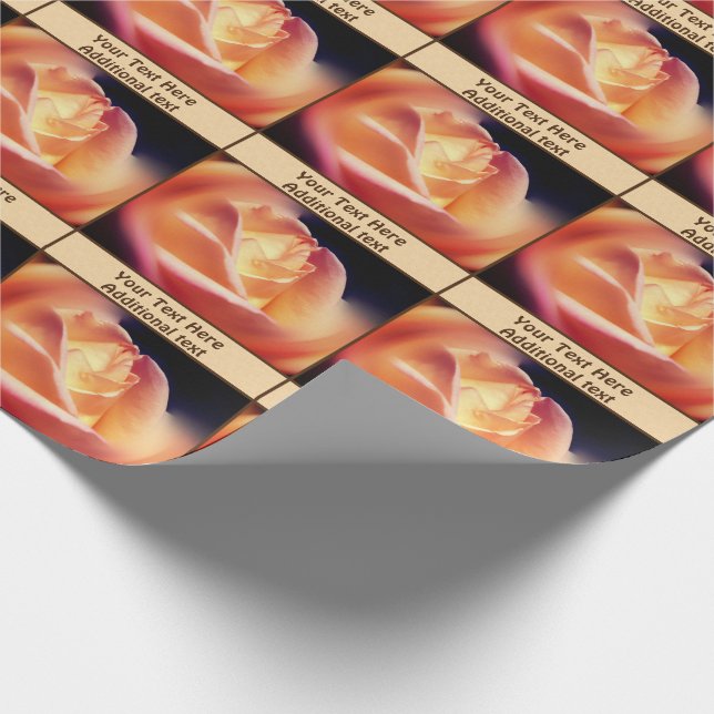 Peach Rose Flower Personalised Wrapping Paper (Corner)