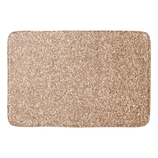 Peach Rose Gold Blush Glitter Glitz       Bath Mat (Front)