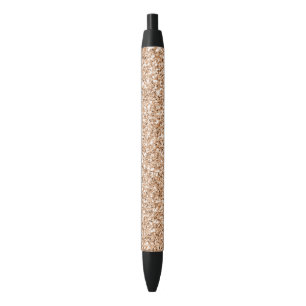 Peach Rose Gold Blush Glitter Glitz          Black Ink Pen