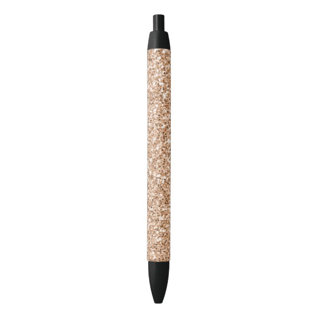 Peach Rose Gold Blush Glitter Glitz          Black Ink Pen (Front Vertical)