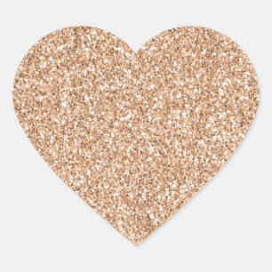 Peach Rose Gold Blush Glitter Glitz Heart Sticker