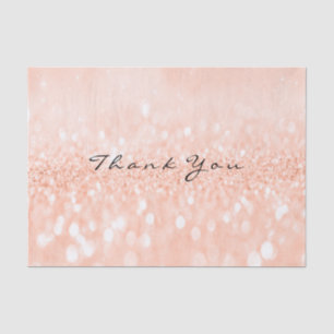 Peach Rose Gold Blush Glitter Thank You Name Tissue Paper