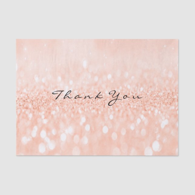 Peach Rose Gold Blush Glitter Thank You Name Tissue Paper (Front)