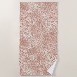 Peach Rose Gold Blush Pink Glitz Leopard Print Beach Towel