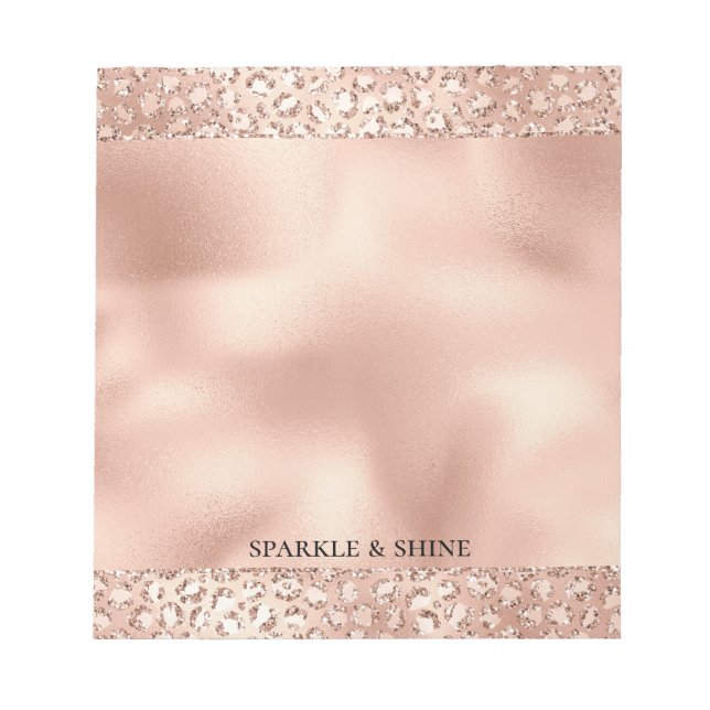 Peach Rose Gold Blush Pink Glitz Leopard Print     Notepad (Front)
