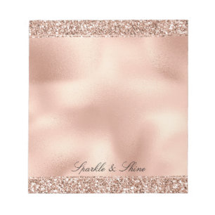 Peach Rose Gold Glitter Luxe Notepad