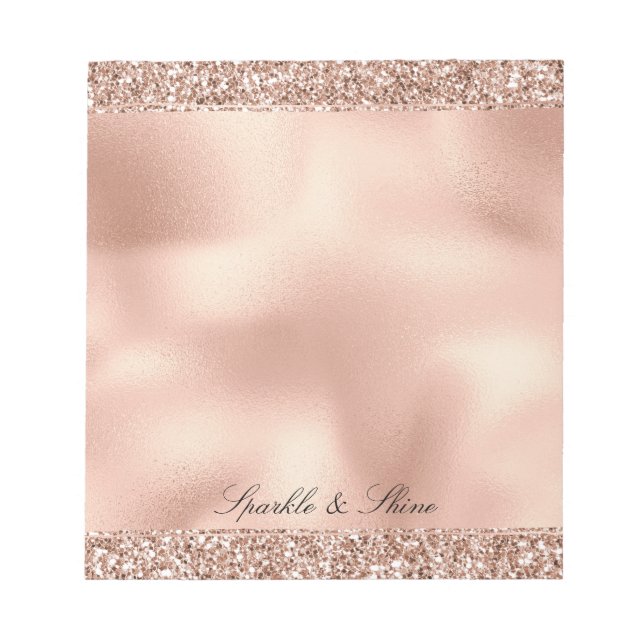 Peach Rose Gold Glitter Luxe   Notepad (Front)