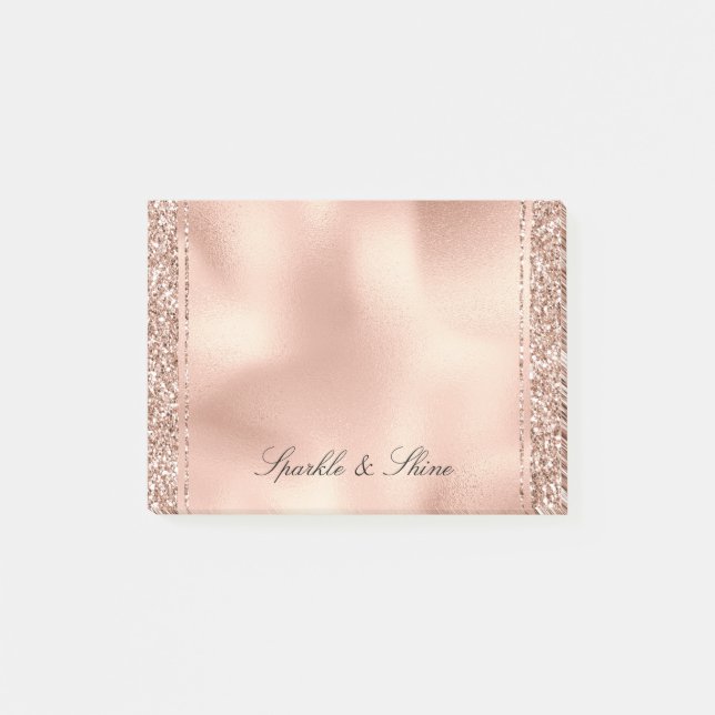 Peach Rose Gold Glitter Luxe     Post-it Notes (Front)