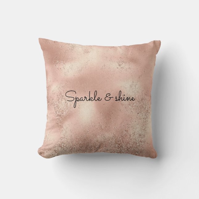 Peach Rose Gold Glitzy Glitter      Cushion (Front)