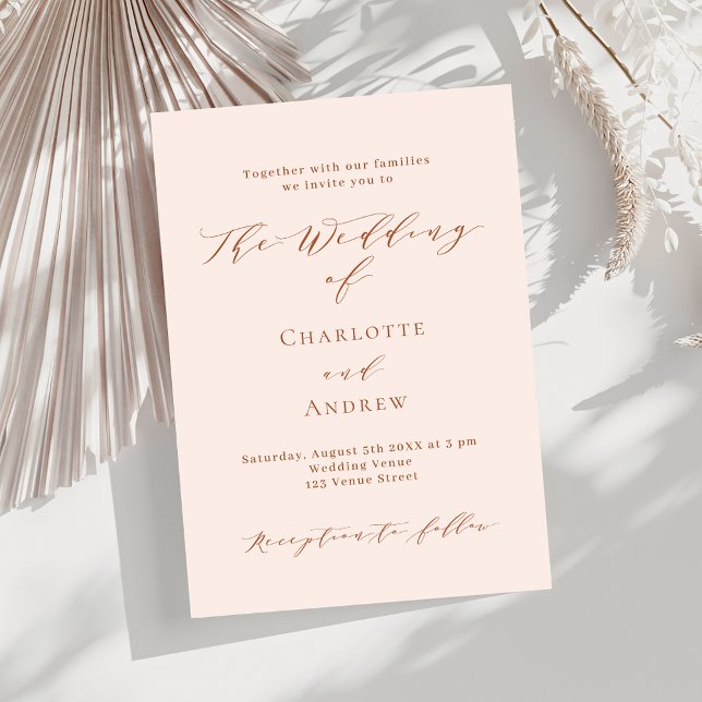 Peach rose gold luxury formal wedding invitation (Creator Uploaded)
