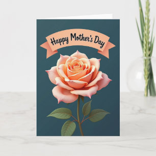 Peach Rose Mothers Day Card