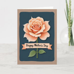 Peach Rose Mothers Day Greeting Card