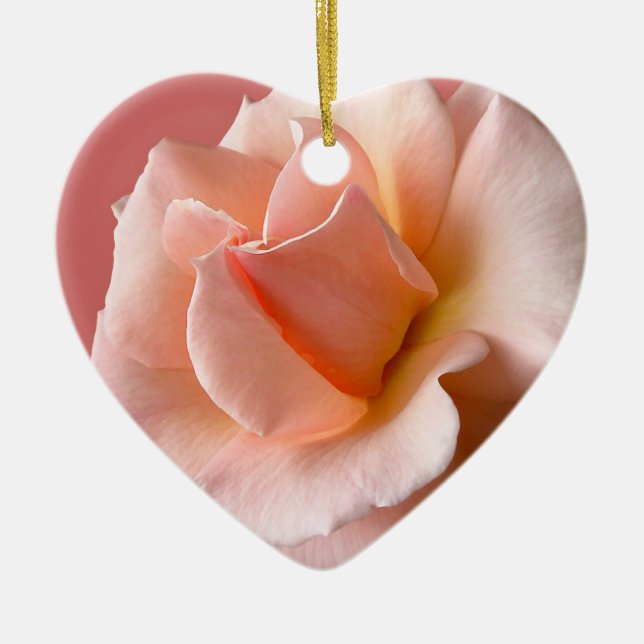 Peach Rose Ornament Personalised Rose Decorations (Front)