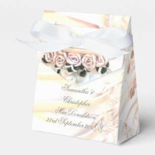Peach rose romantic wedding dress favour box