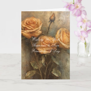 Peach Rose Romantic Wedding Floral Card