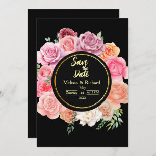 Peach Rose Save the Date Wedding Invitation