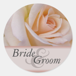 Peach rose stickers for bride and groom