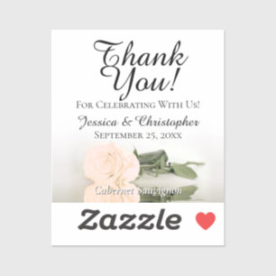 Peach Rose Thank You Wedding Mini Bottle Label