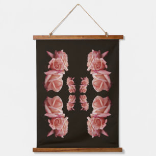 Peach Rose Trio Abstract Floral Art Vintage Hanging Tapestry
