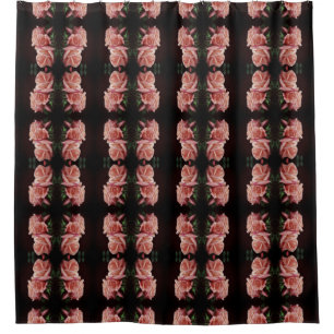 Peach Rose Trio Floral Pattern Vintage Shower Curtain