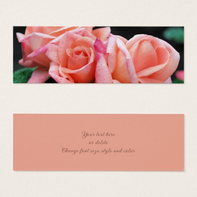 Peach Rose Trio Flower Mini Bookmark (Front & Back)