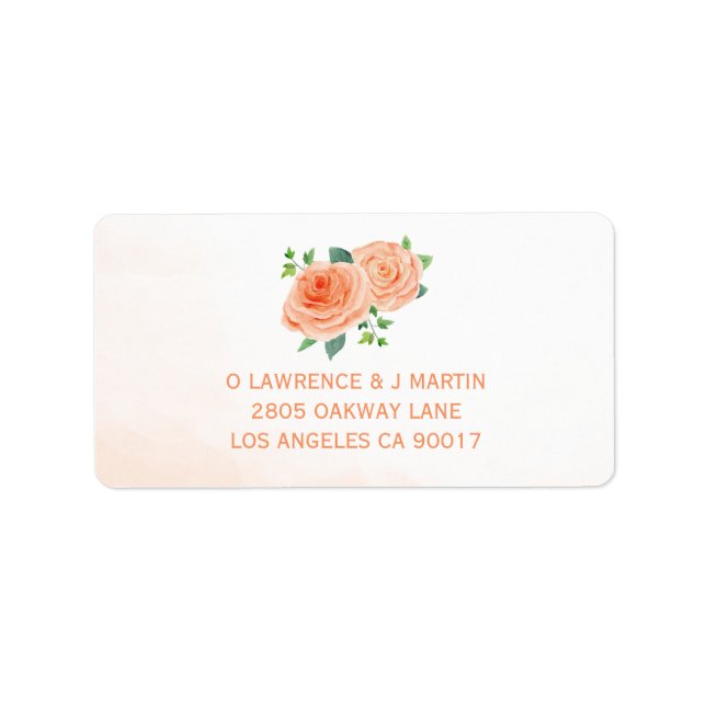 Peach Rose Watercolor Label (Front)