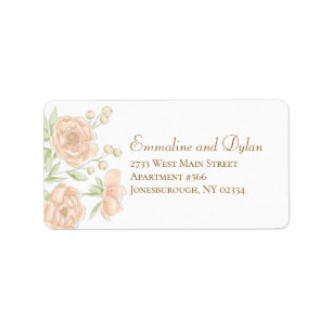 Peach Rose Wedding Address Labels