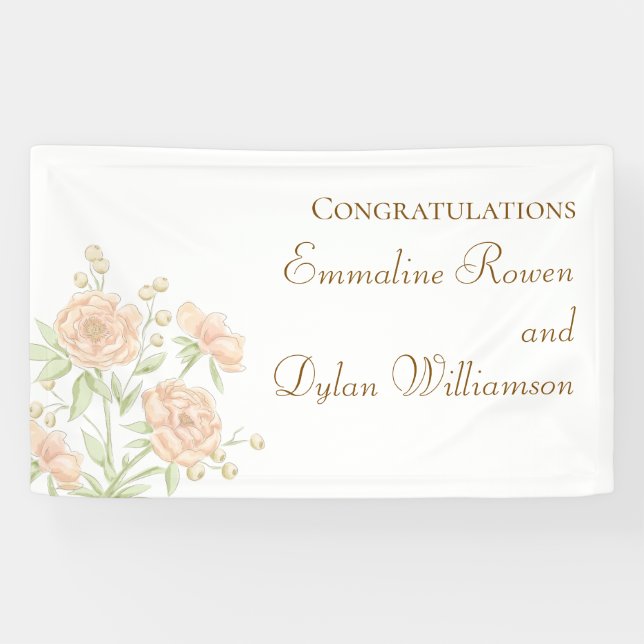 Peach Rose Wedding Banner (Horizontal)