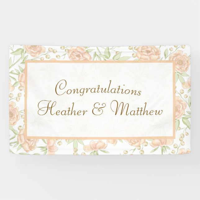 Peach Rose Wedding Banner (Horizontal)