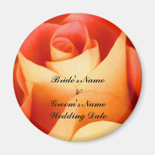 Peach Rose Wedding Favour Magnet Template