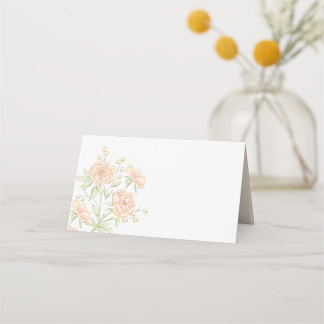 Peach Rose Wedding Place Card (Front)